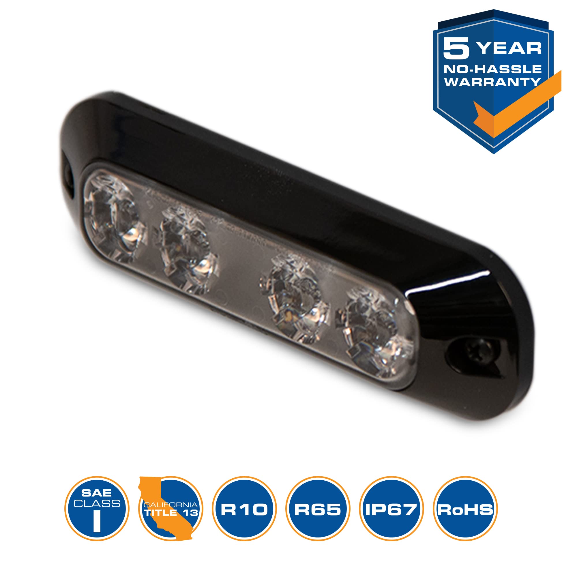 ECCO Directional ED3704A, 4 LED, Surface Mount, 12-24VDC, Amber
