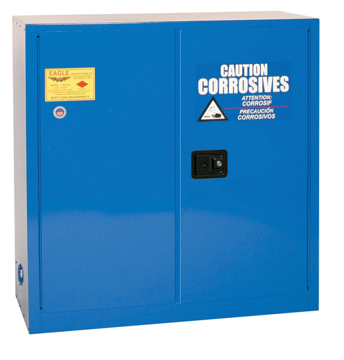 1 Shelf, 30 Gallon, 2 Door, Sliding Self Close, Metal Corrosive Safety Cabinet, Blue - CRA30X