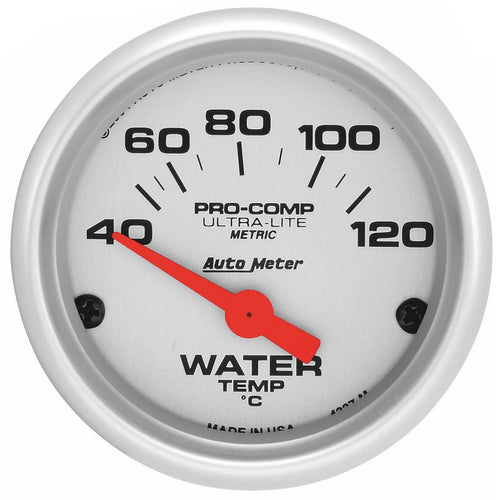 Auto Meter Analog Gauges Ultra-Lite Gauge, Metric Water Temperature, 40-120 Degrees C, 2 1/ 16 in., Electrical, Each