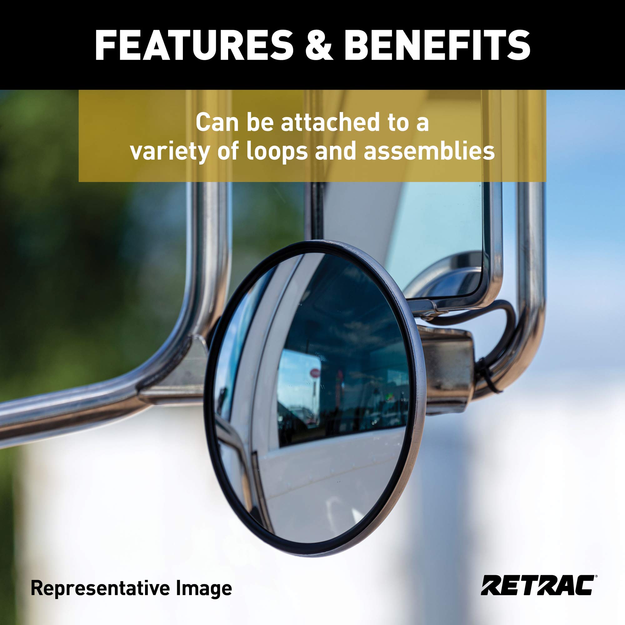 8-1/2-Inch RETRAC Stainless Steel Offset-Mount Convex Mirror Head with J-Bracket, Universal Driver or Passenger Side