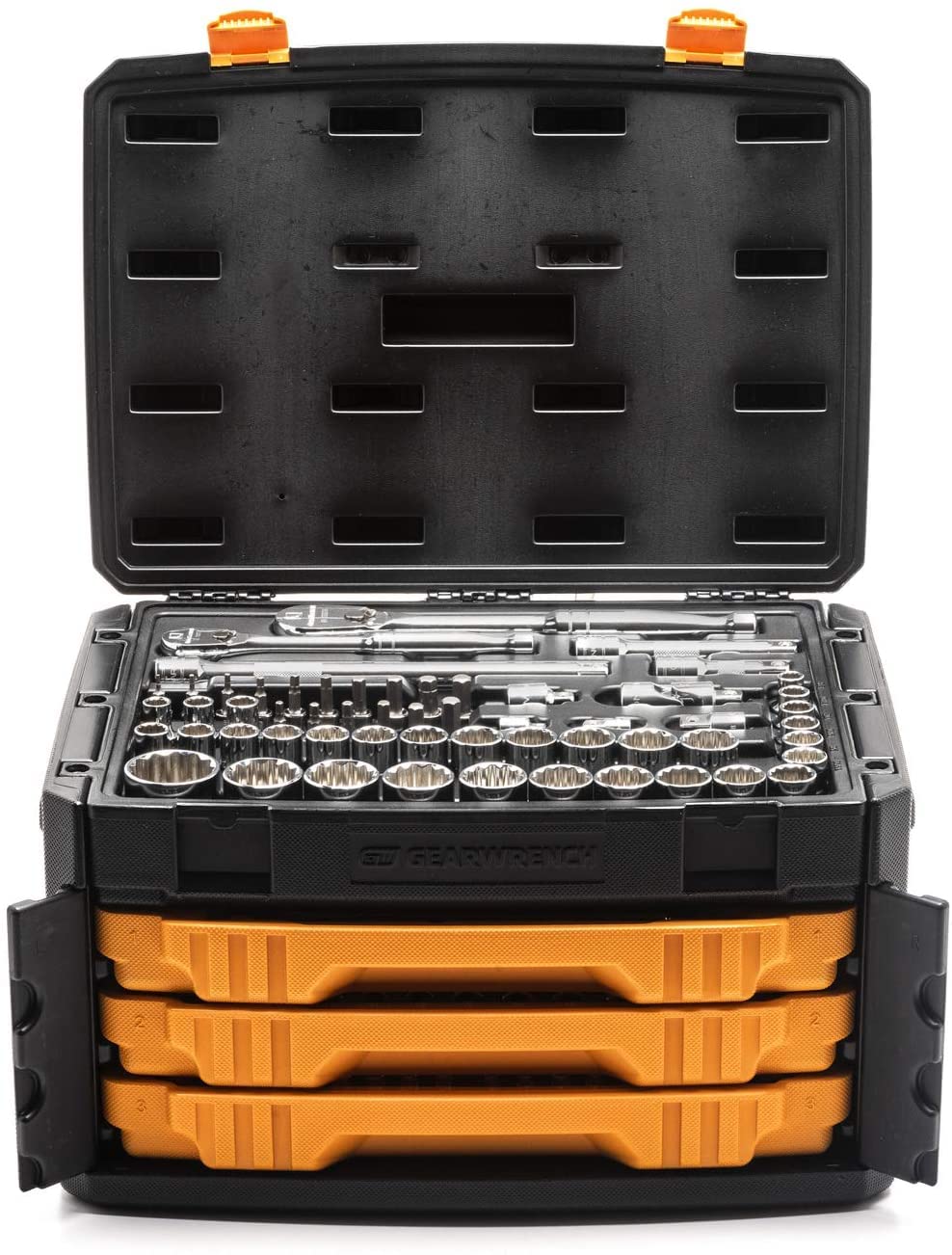 12 Pt. GEARWRENCH Mechanics Tool Set in 3 Drawer Storage Box - 80972 243 Pc.