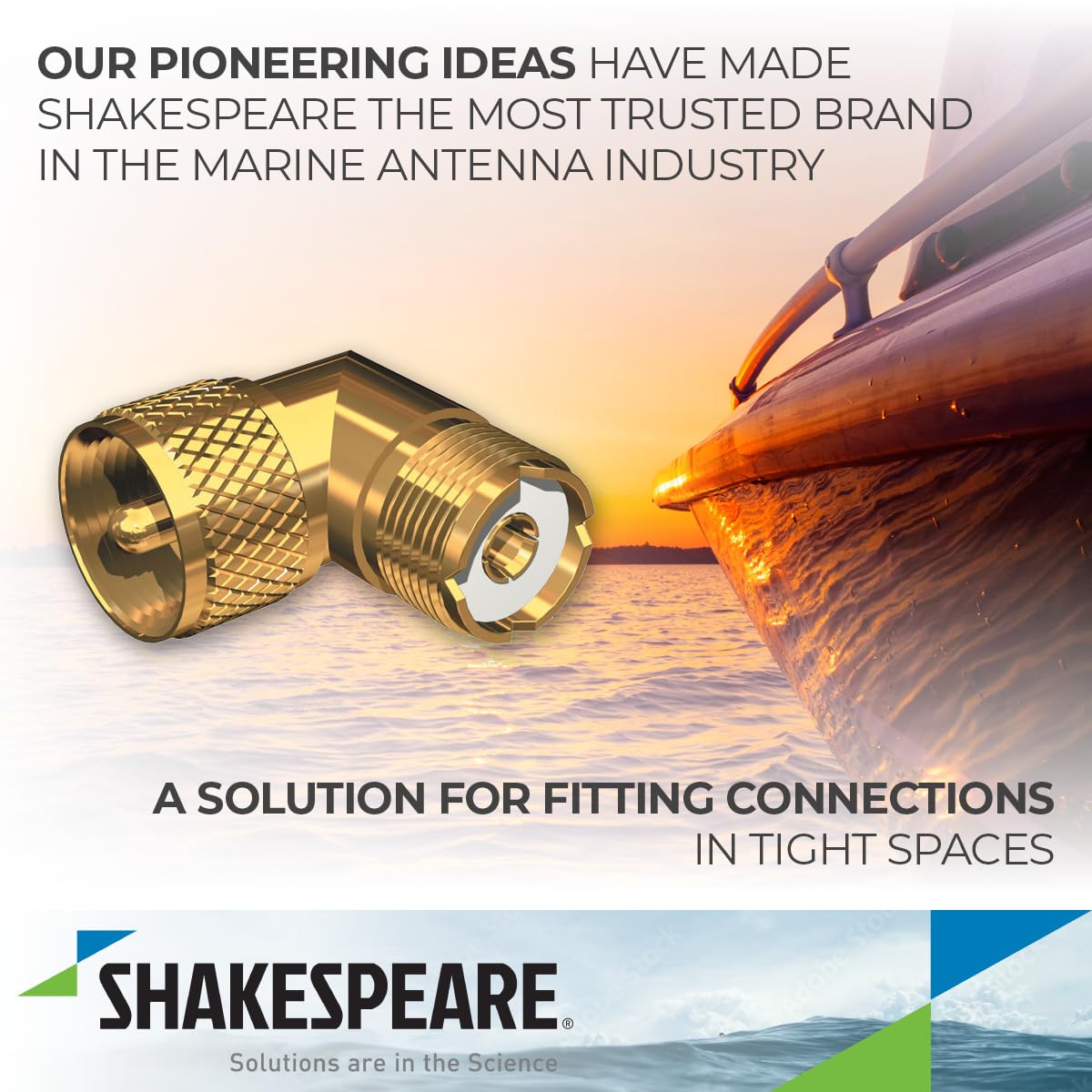 Right Angle Connector Shakespeare - PL-259 to SO-239 Adapter