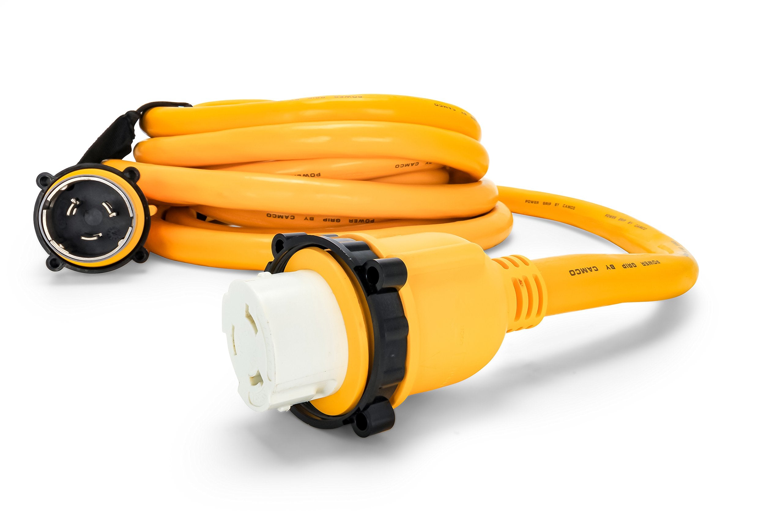 PowerGrip Camco 25-Foot Marine/Boat Extension Cord with 30M/30F Locking Adapter | Easy Boat Connection to Distant Power Outlets (55611)