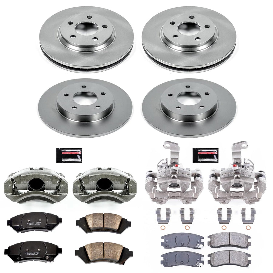 Power Stop KCOE4379 Front and Rear Autospecialty Stock Replacement Caliper Kit- OE Rotors, Ceramic Brake Pads, Calipers For Buick LeSa, Buick Park Ave, Pontiac Bonnev [Model Specific]