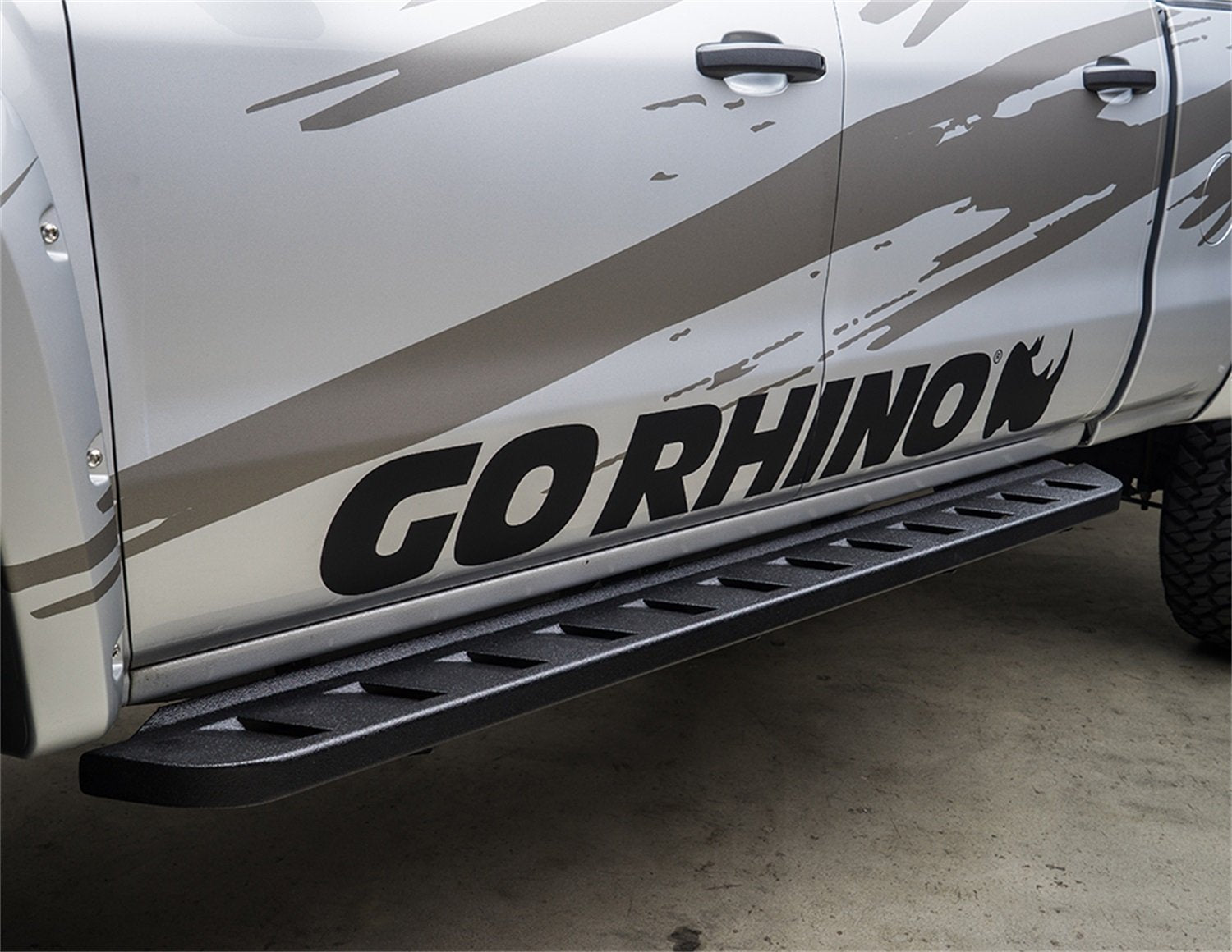 RB10 Running Board & Brackets Kit Go Rhino | Galvanized Steel, Protective Bedliner Coating | 63429980T | Fits 2015-2023 Ram 1500 Classic Crew Cab & 2015-2018 Ram 1500 Crew Cab Classic Body Style