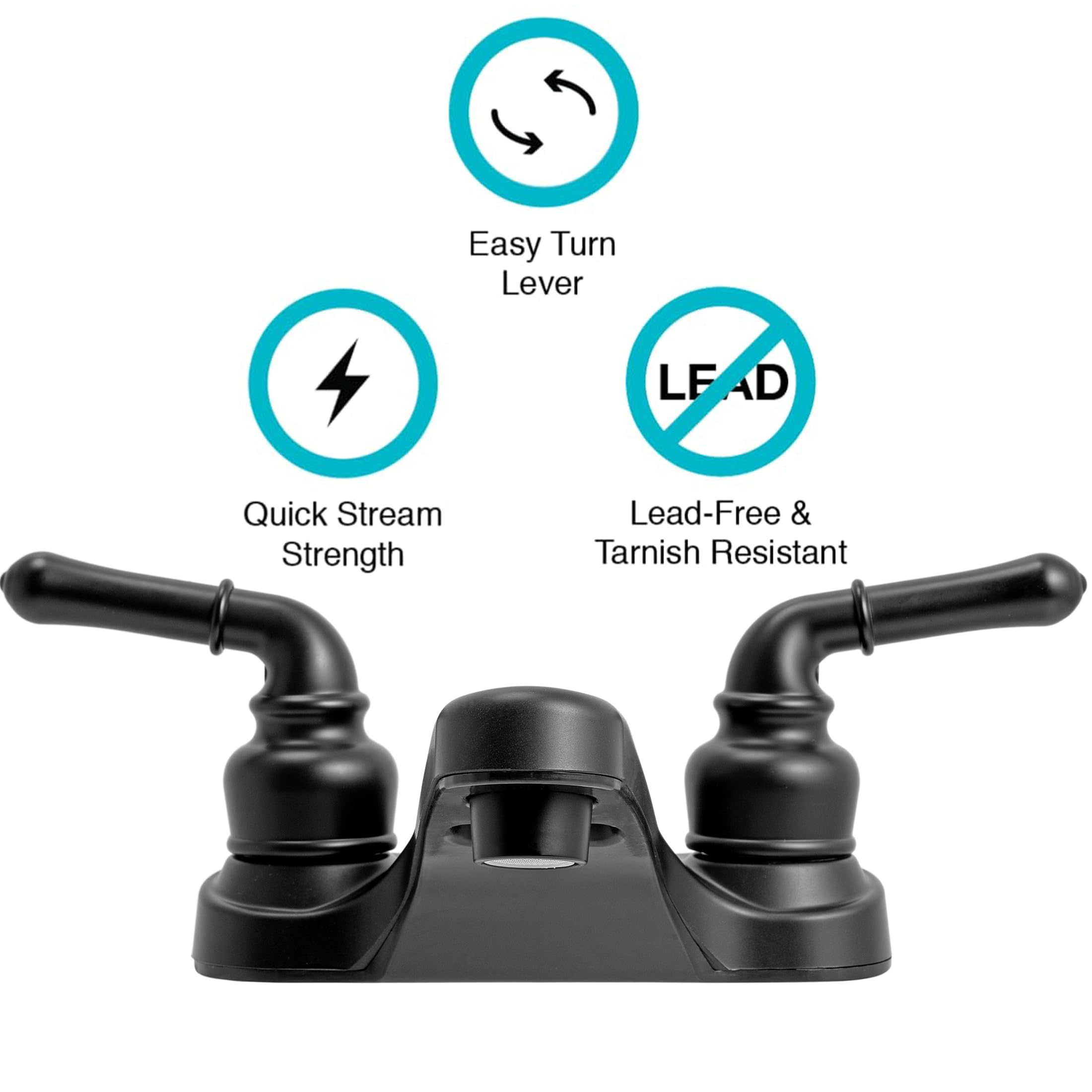 Dura Faucet RV DF-PL700C-MB 2-Hole Bathroom Faucet with Classic 2-Handles (Matte Black)