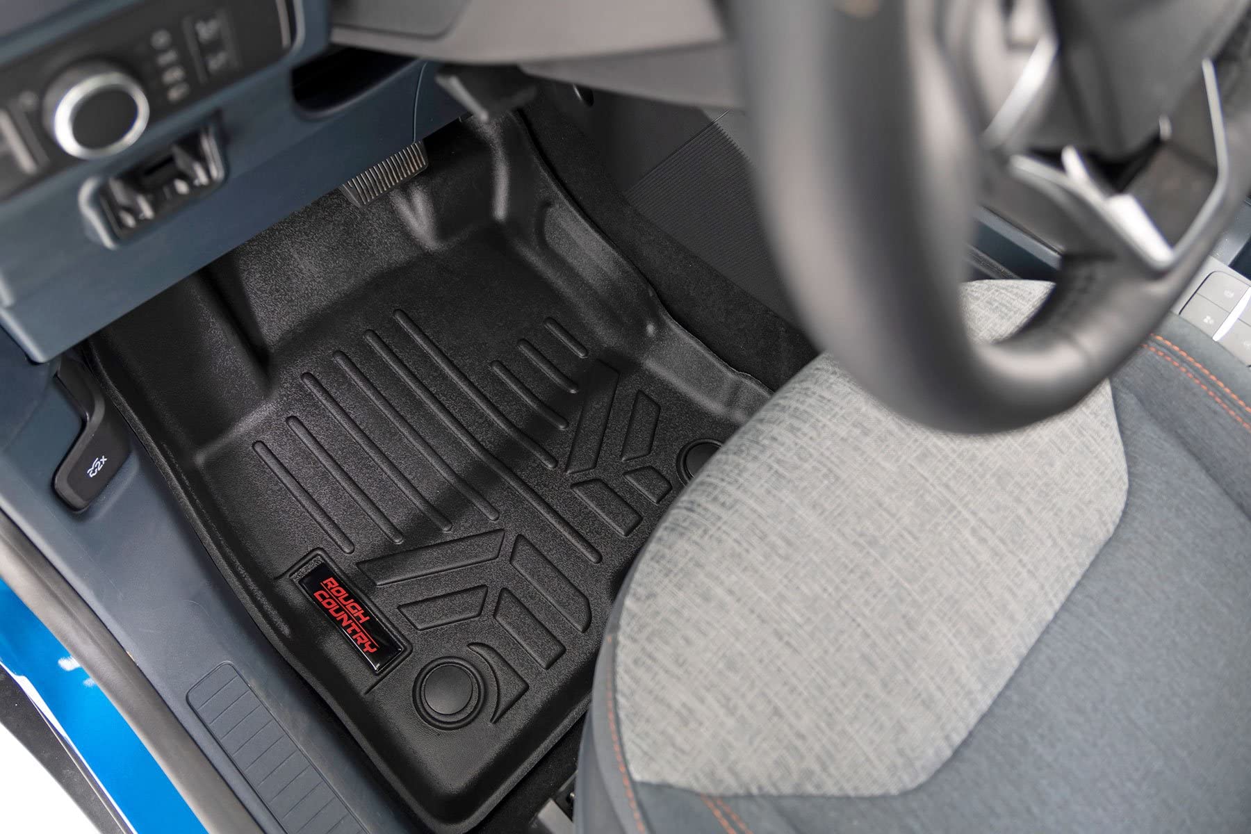 Rough Country Floor Mats Set All Weather for Ford Maverick 2.0L EcoBoost (2022-2025) - Waterproof Flexible Front & Back Mats