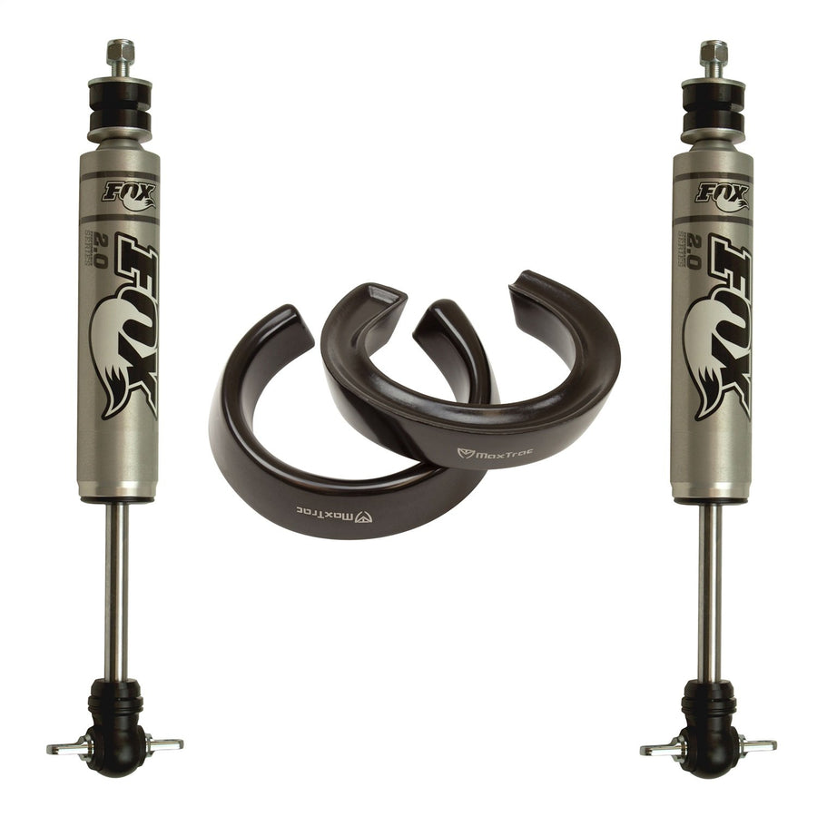 Part# 872460F MaxTrac SUSPENSION'S is A Pair of 2.0" Front Lift Coil SPACERS W/Fox 2.0 Performance Series Front Shocks Made from HOT Wound Steel & Powder Coated Grey