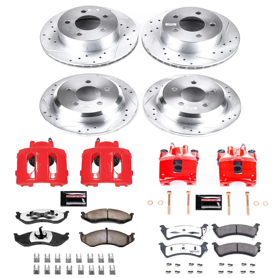 Power Stop Z36 KC2121-36 Truck & Tow Front and Rear Brake Kit-Brake Rotors, Brake Pads & Calipers For Jeep Grand Cherokee 1995-1998 [Model Specific]