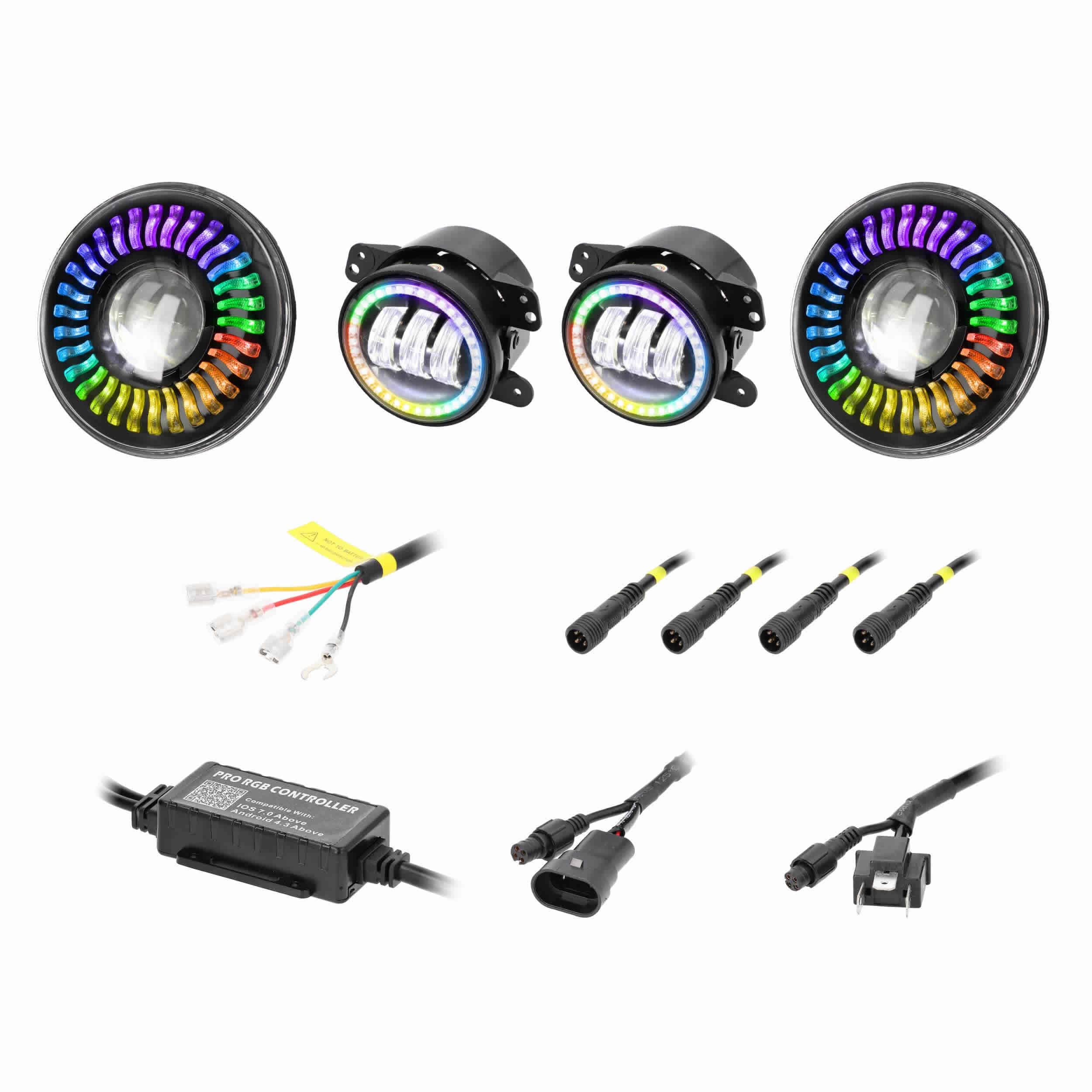 Metra - 7" Chasing RGB Projector lights & 4" Fog Lights w/Controller (JP-708RGBKT)