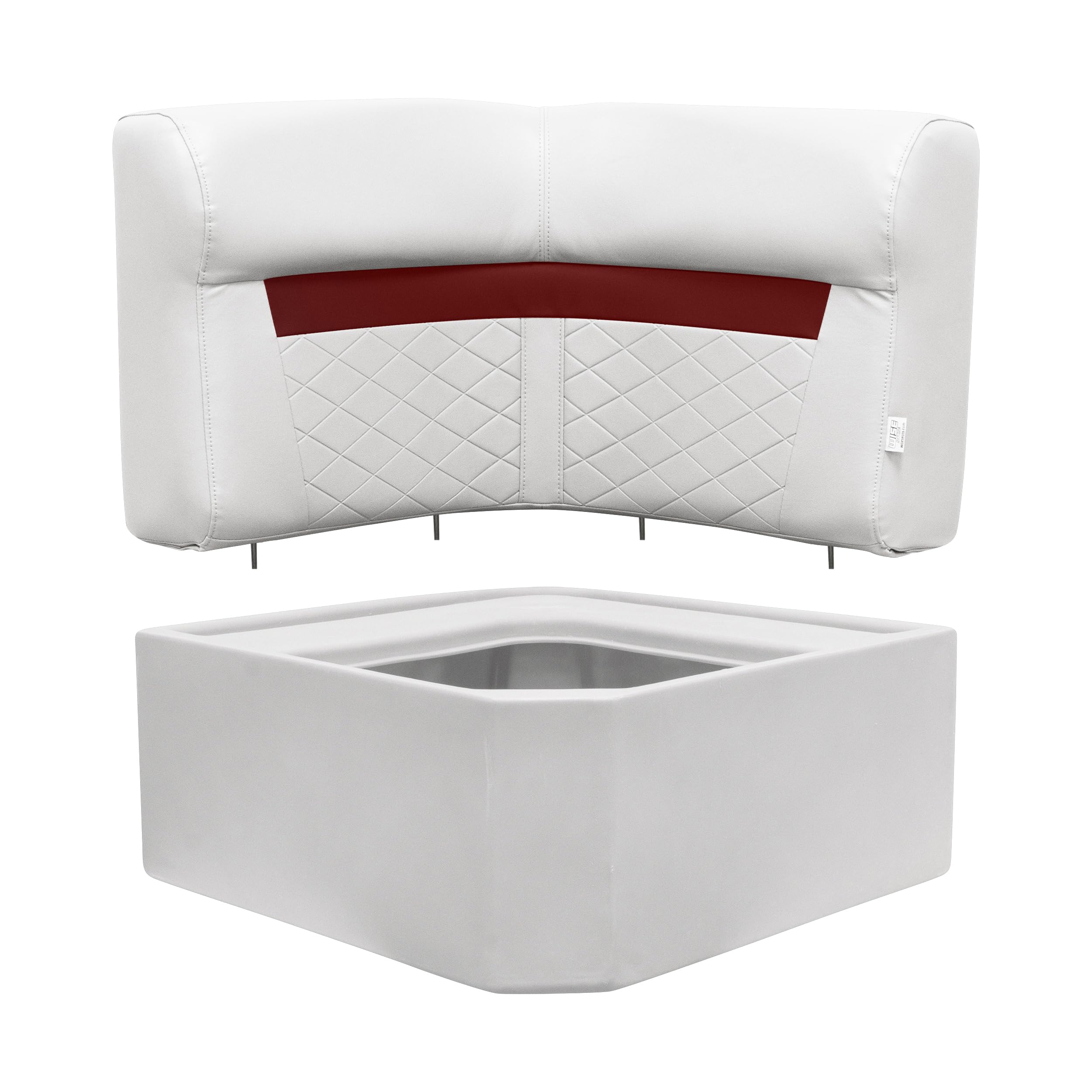 DLX Series Wise DLX133-1906 Pontoon Corner Cushion Set - White/Crimson Red
