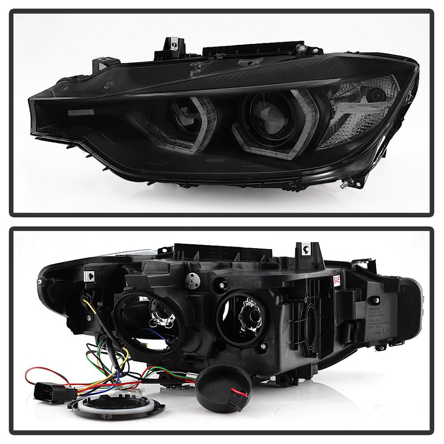 BMW F30 3 Series 2012-2014 Spyder 5085047 4DR Projector Headlights - LED DRL - Black Smoke