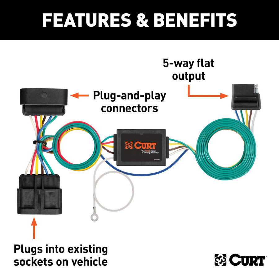CURT 5-Wire Vehicle-Side Custom Trailer Wiring Harness, Fits Select Chevrolet Colorado, GMC Canyon, Isuzu I-Series