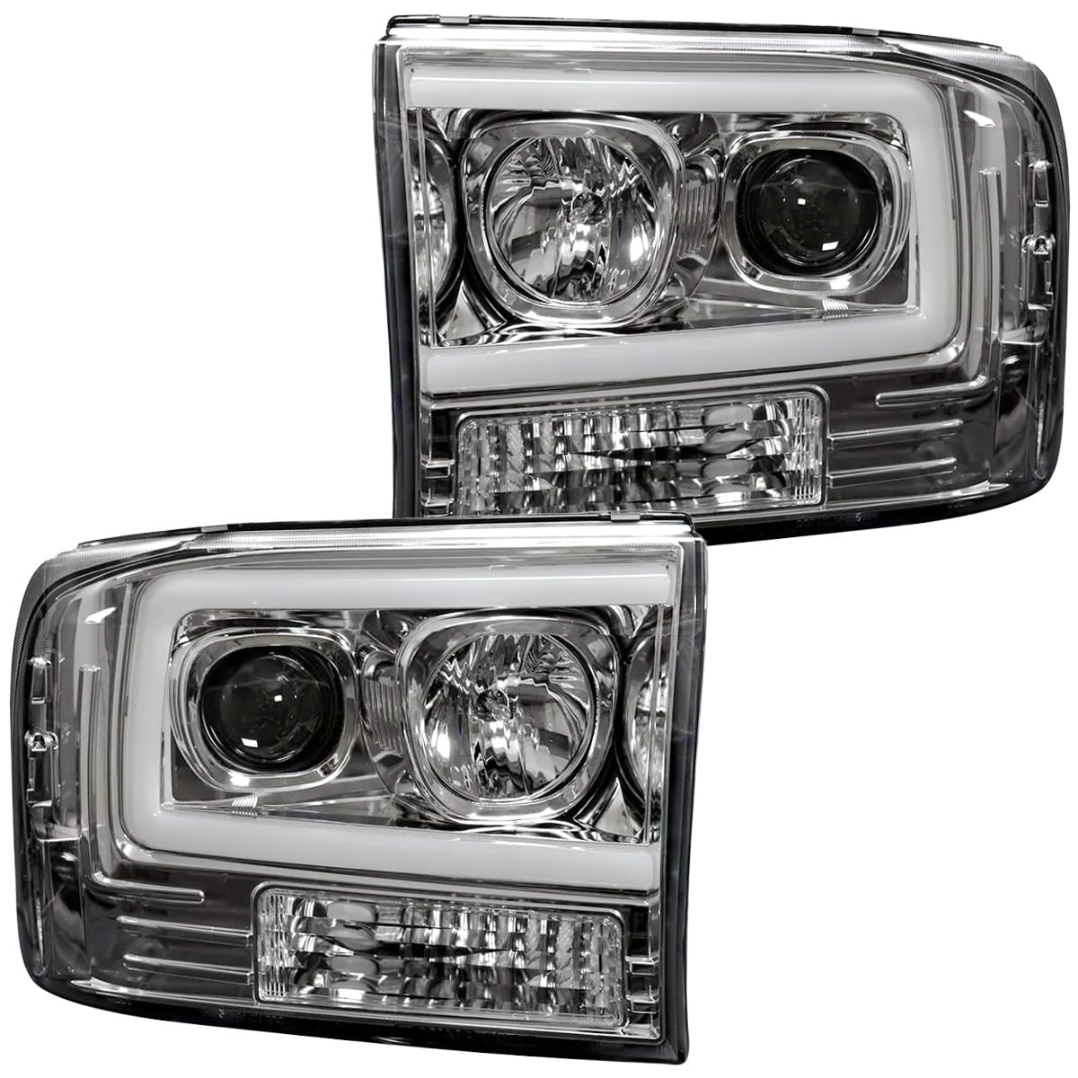 RECON - Projector Headlights Fits 1999-2004 Super Duty (F250 F350 F450 F550) OLED Halos DRL - Clear Lens
