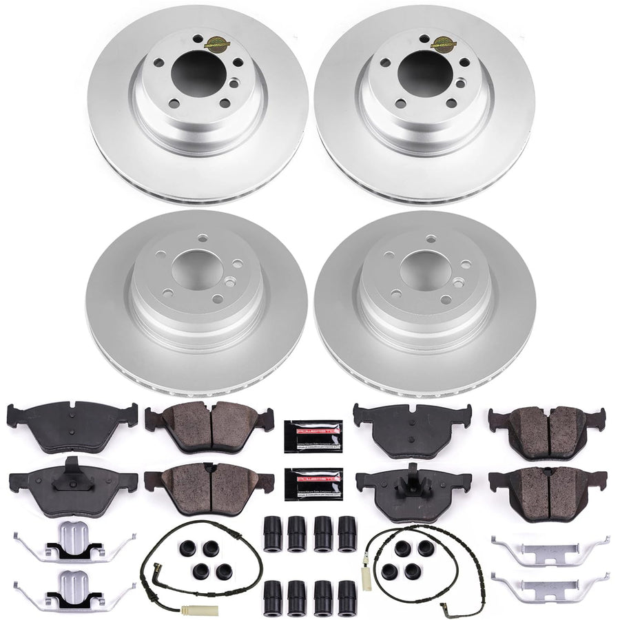 Power Stop Front and Rear CRK2886 Coated Brake Rotors and Z23 Carbon Fiber Brake Pads Kit For BMW 330i 2006 [Model Specific]