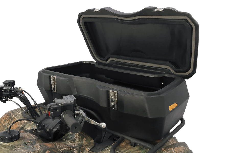 ATV Front Storage Box Black Boar - Features Durable Polyethylene Design w/Stainless Steel Lockable Latches - includes Mounting Hardware - Easily Attaches to Front Tubular Racks (66011)