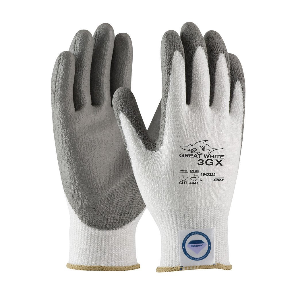 2X Great White PIP 3GX Dyneema Diamond Blend Cut Resistant Gloves with Polyurethane Coating