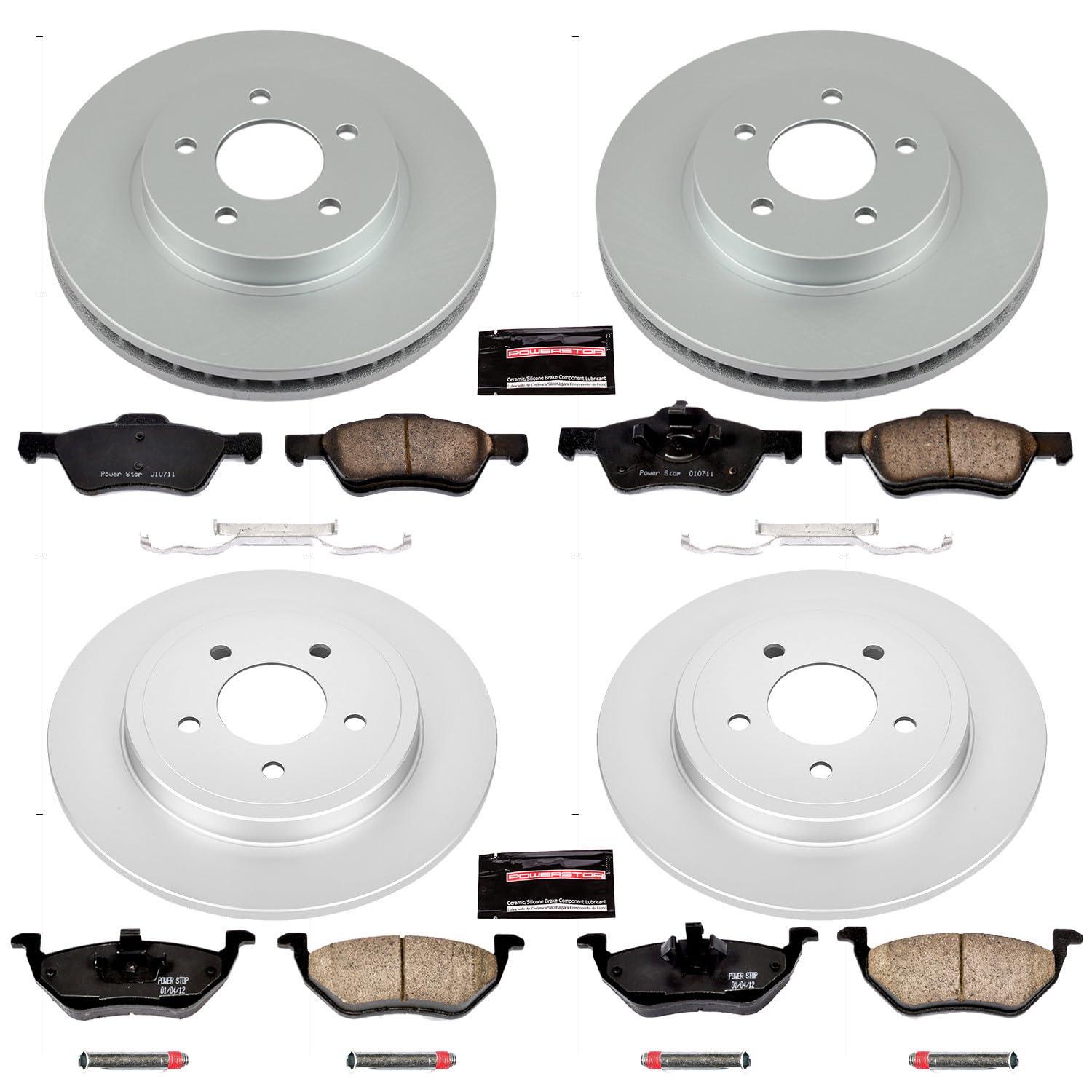 Power Stop CRK4024 Brake Rotor & Coated Ceramic Brake Pads - Front & Rear For Ford Escape 2005-2007 Mazda Tribute 2005-2006 Mercury Mariner 2005-2007 [Vehicle Specific]