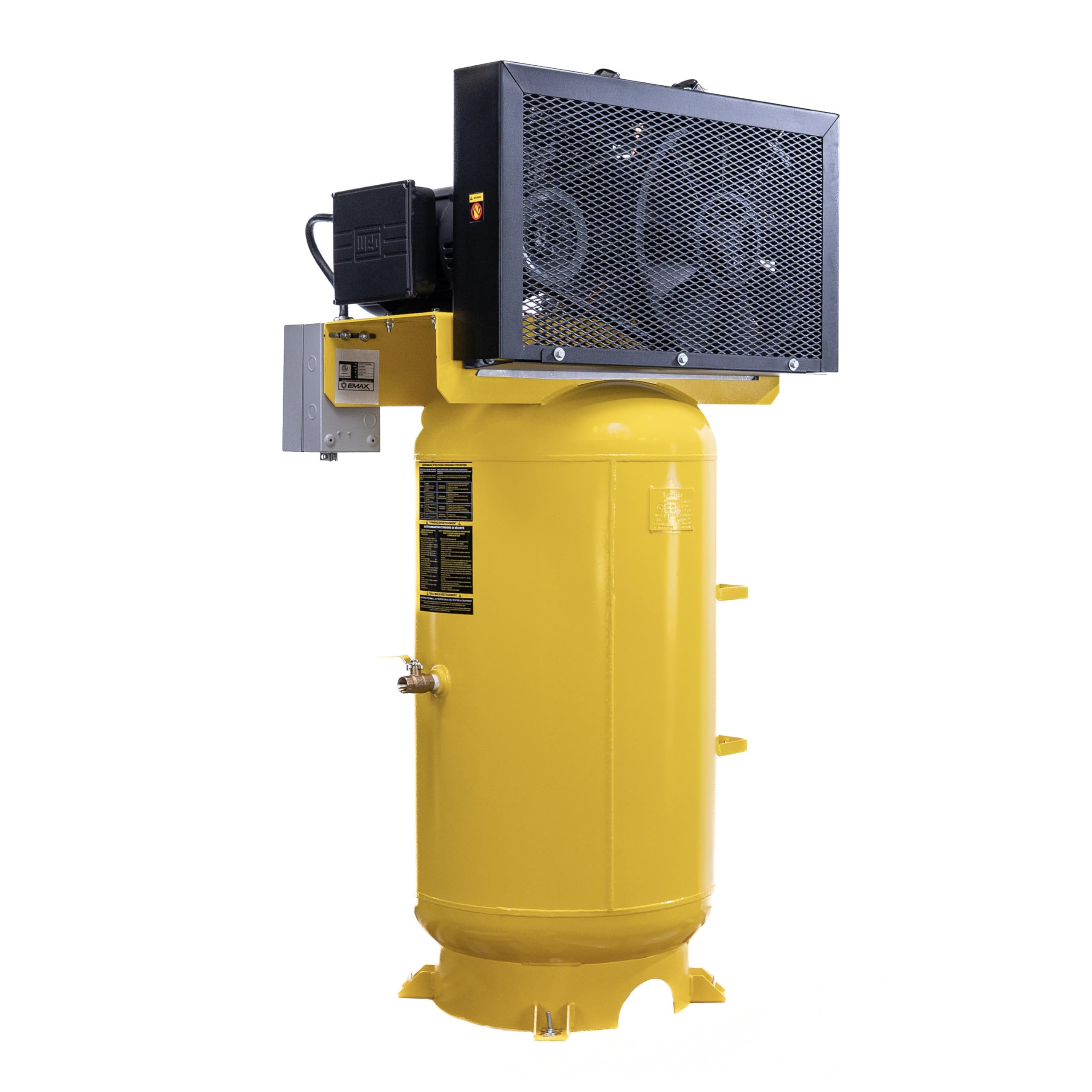 EMAX E350 Air Compressor Stationary - 10 HP 80 Gal 2 Stage Single Phase Industrial Compressor with Pressure Lubricated Pump and Super Quiet System - Made in the USA - EI10V080V1