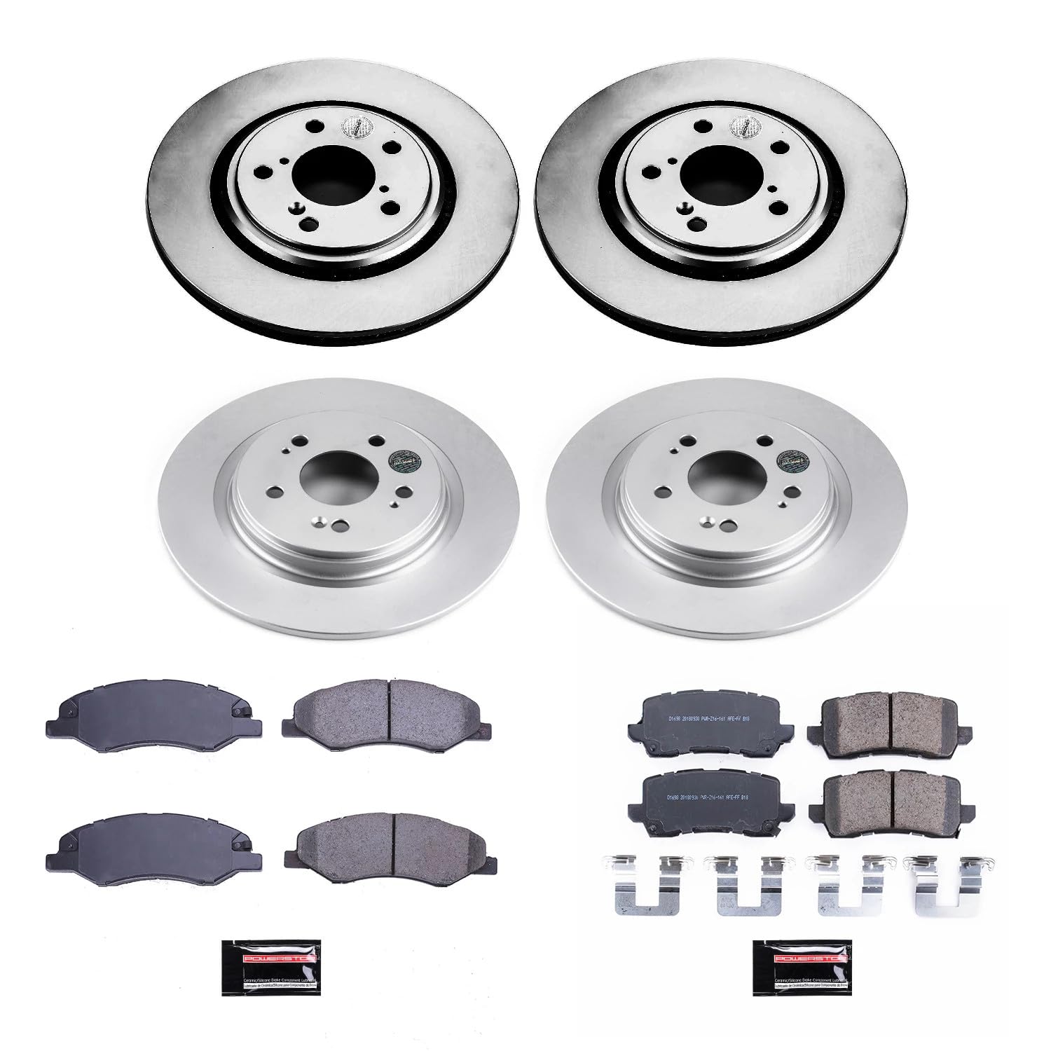 Power Stop Z17 CRK7923 Front and Rear Coated Rotor Kit-Coated Brake Rotors & Ceramic Brake Pads For Honda Odyssey 2018-2020 [Model Specific]