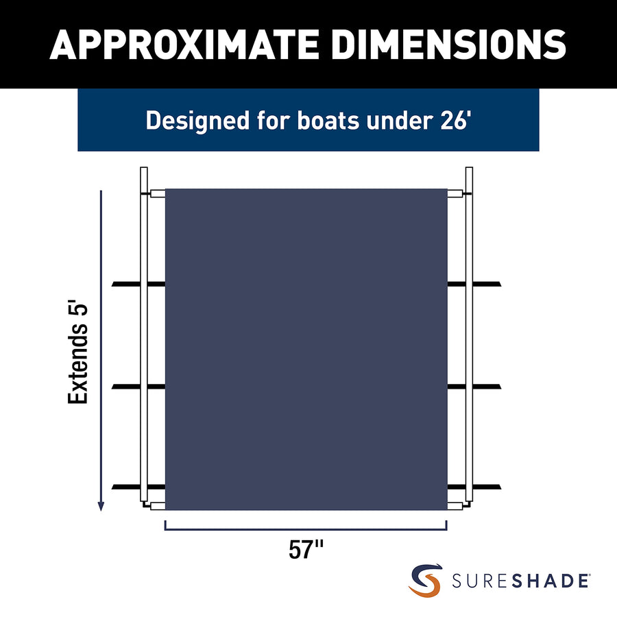 PTX Power Shade SureShade - 57" Wide (Navy) - Easy Installation on T-Top or Hardtop Boats - 600D Marine Canvas, Stainless Steel Frame - 12V DC Motors - Anti-Racking and Auto Shut-Off - PTXSS57NV