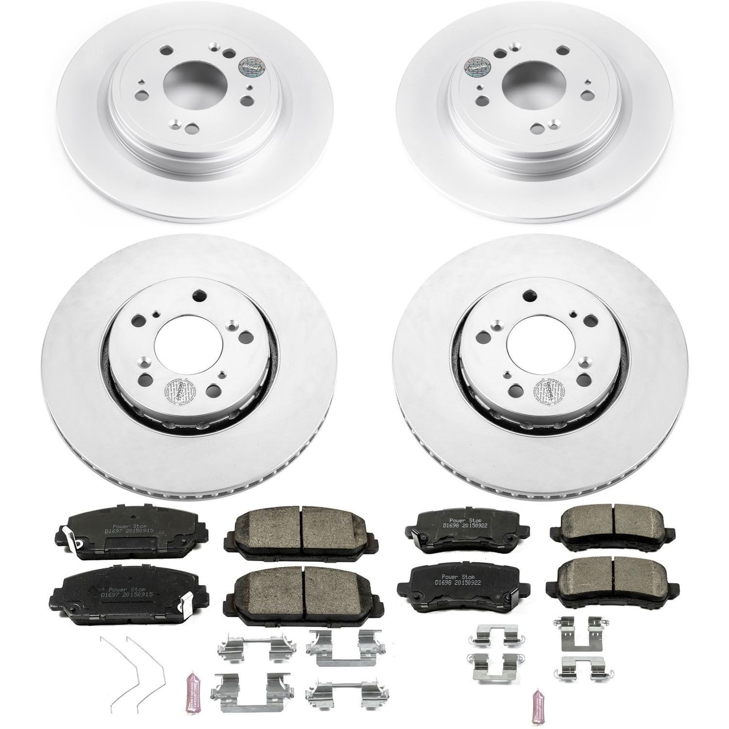 Power Stop CRK6954 Coated Brake Rotors and Z17 Front and Rear Brake Pads Kit For Acura RLX 2014-2020 [Model Specific]