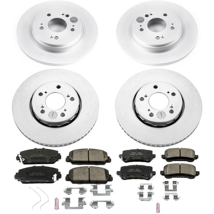 Power Stop CRK6954 Coated Brake Rotors and Z17 Front and Rear Brake Pads Kit For Acura RLX 2014-2020 [Model Specific]