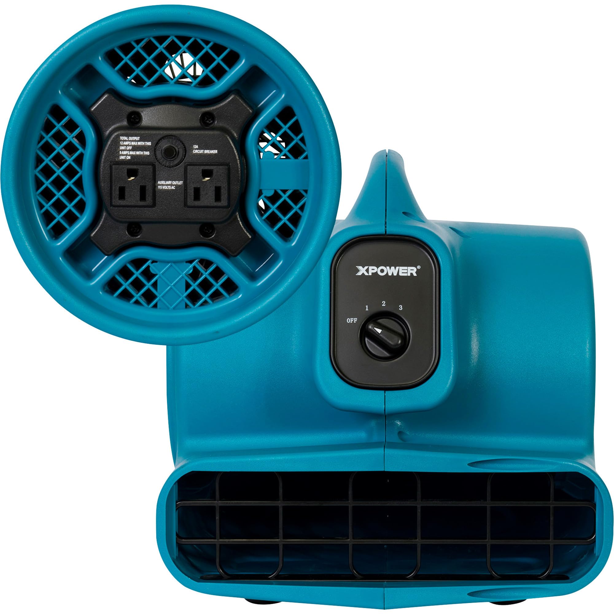 XPOWER 1/4 HP X-400A Pro 1600 CFM Centrifugal Air Mover, Carpet Dryer, Floor Fan, Blower, Daisy Chain, for Water Damage Restoration, Janitorial, Plumbing, Home Use, Blue