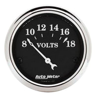AUTO METER Old TYME 1791 Black Voltmeter Gauge,2.3125 in.