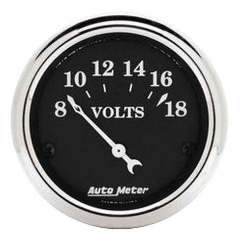 AUTO METER Old TYME 1791 Black Voltmeter Gauge,2.3125 in.