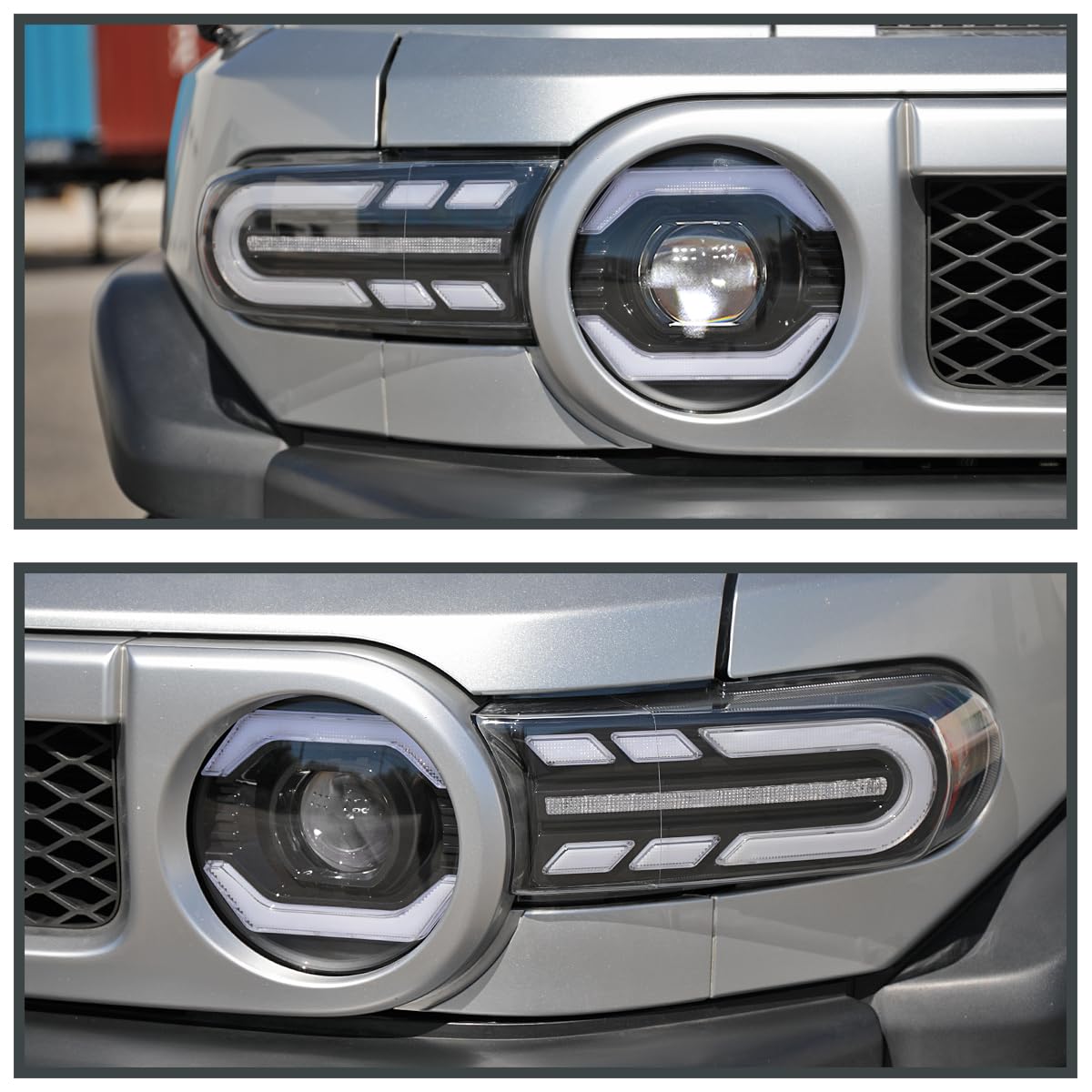 Black SPEC-D TUNING Projector Headlights w/LED Sequential Turn Signals and Startup Animation Compatible with 2007-2014 Toyota FJ Cruiser, Left + Right Pair Headlamp Assembly