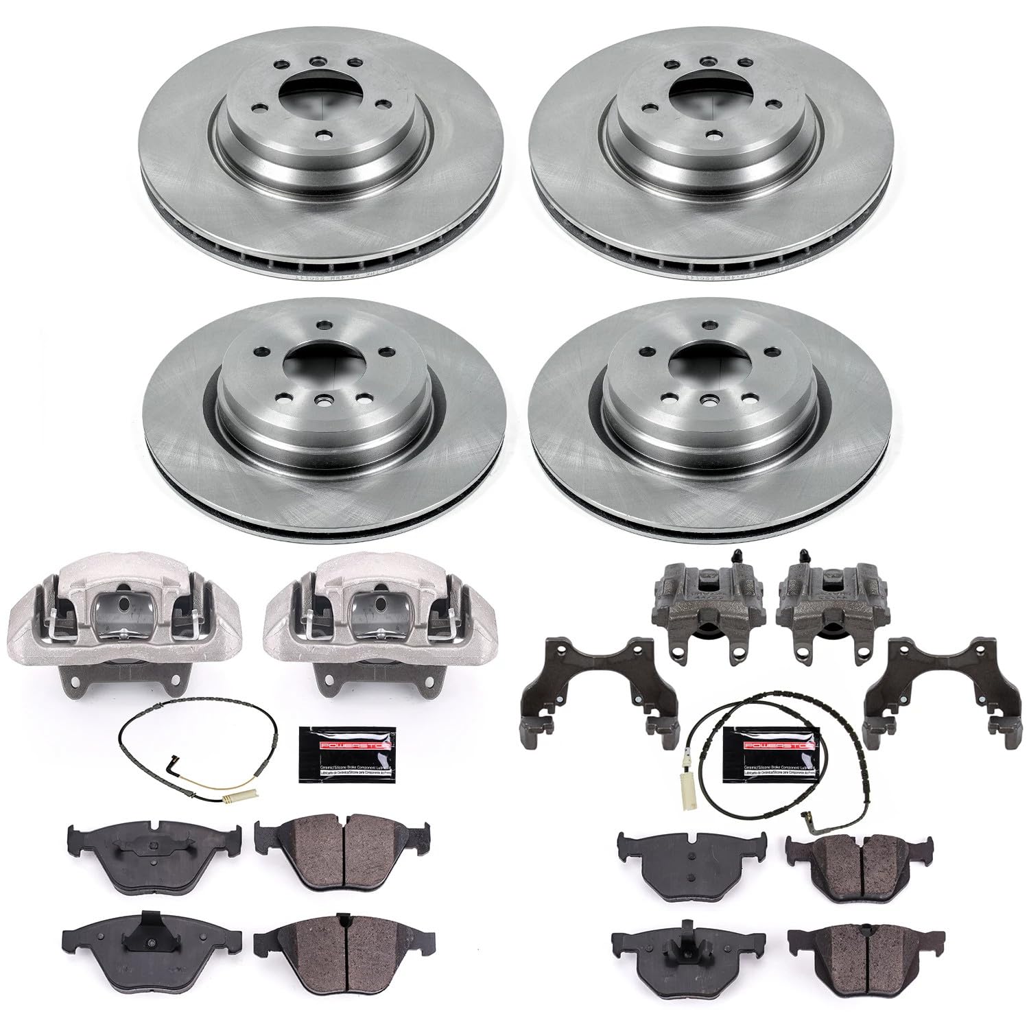 Power Stop KCOE5775 Autospeciality Front & Rear Brake Caliper Kit- Brake Rotors, Ceramic Brake Pads, Brake Calipers