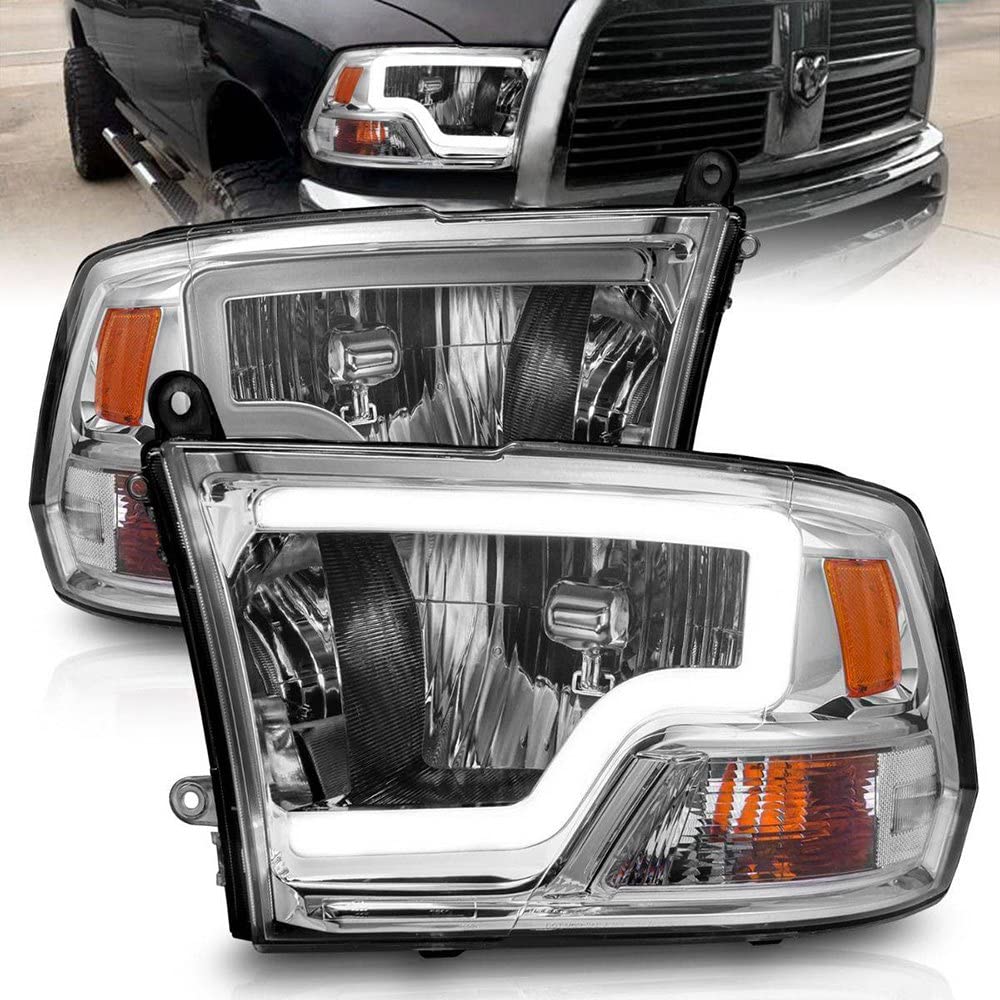 2009-2018 Ram ANZO 1500/2500/ 3500 Crystal Headlights w/Light Bar Chrome Housing