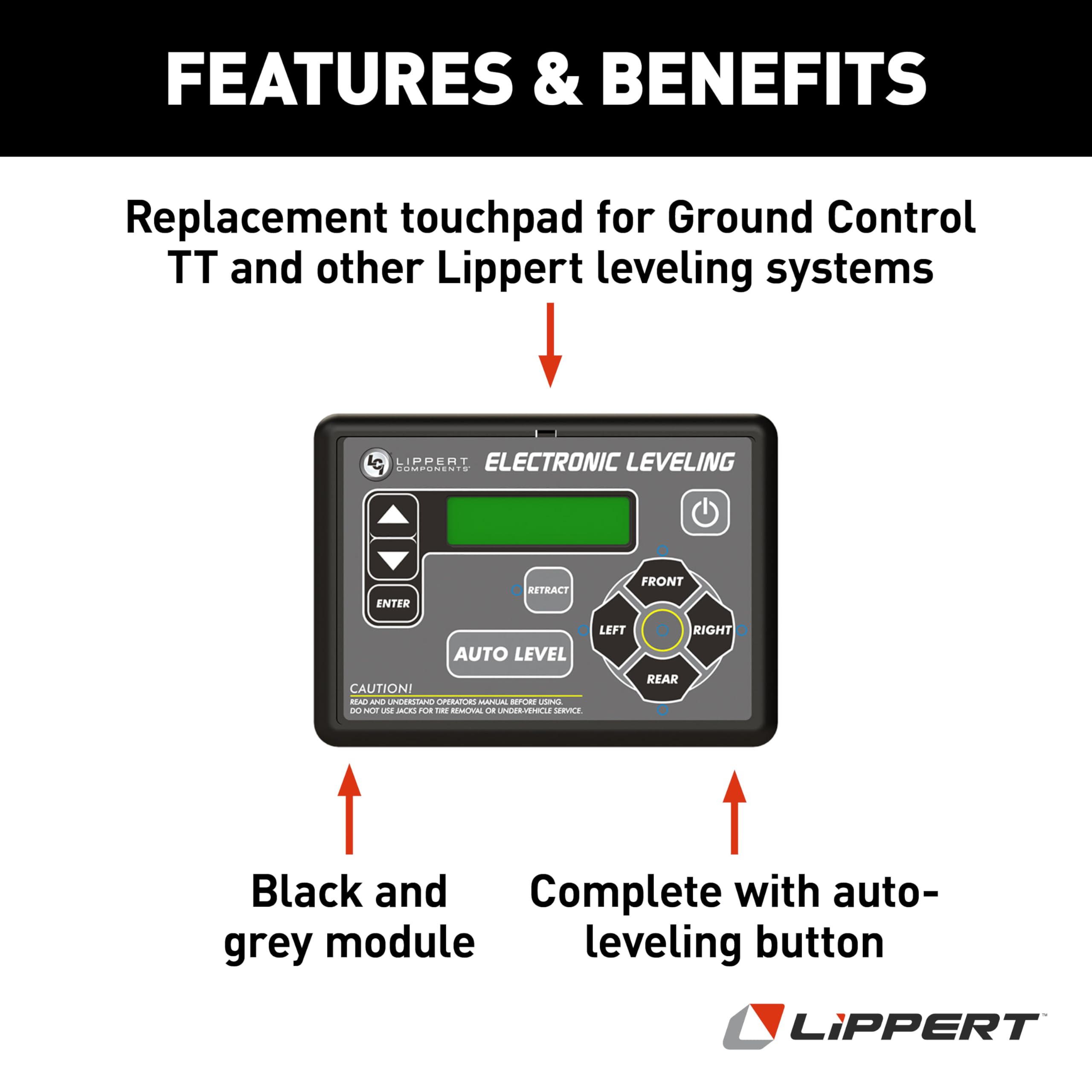 Lippert 5th Wheel and Travel Trailer Ground Control RV Leveling System Replacement Touchpad with Auto-Leveling Button - 421484