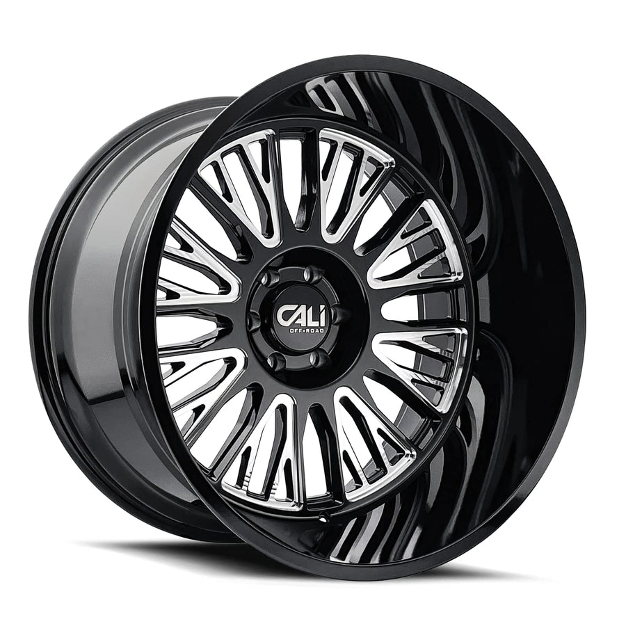 Vertex Cali Off-Road 9116 Gloss Black Milled Wheel (22 x 22. inches /8 x 165 mm, 44 mm Offset)