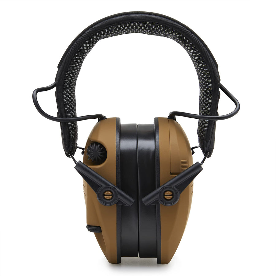 Walker's X-TRM Razor Slim Noise-Cancelling Sound-Enhancing Hunting Gun Range Shooting Electronic Earmuffs with Cooling Pads, Moisture Wicking Headband & 2 AAA Batteries, Battle Brown