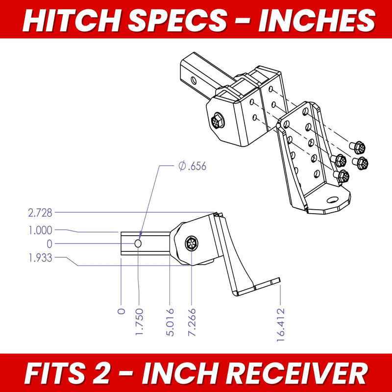 Hitch Ball Mount GEN-Y for 2" Receiver - Ball Platform with 1″ Diameter Mounting Hole, 6" Drop, 7,000 lbs Towing Capacity, 700 lbs Tongue Weight, Silver, Made in USA