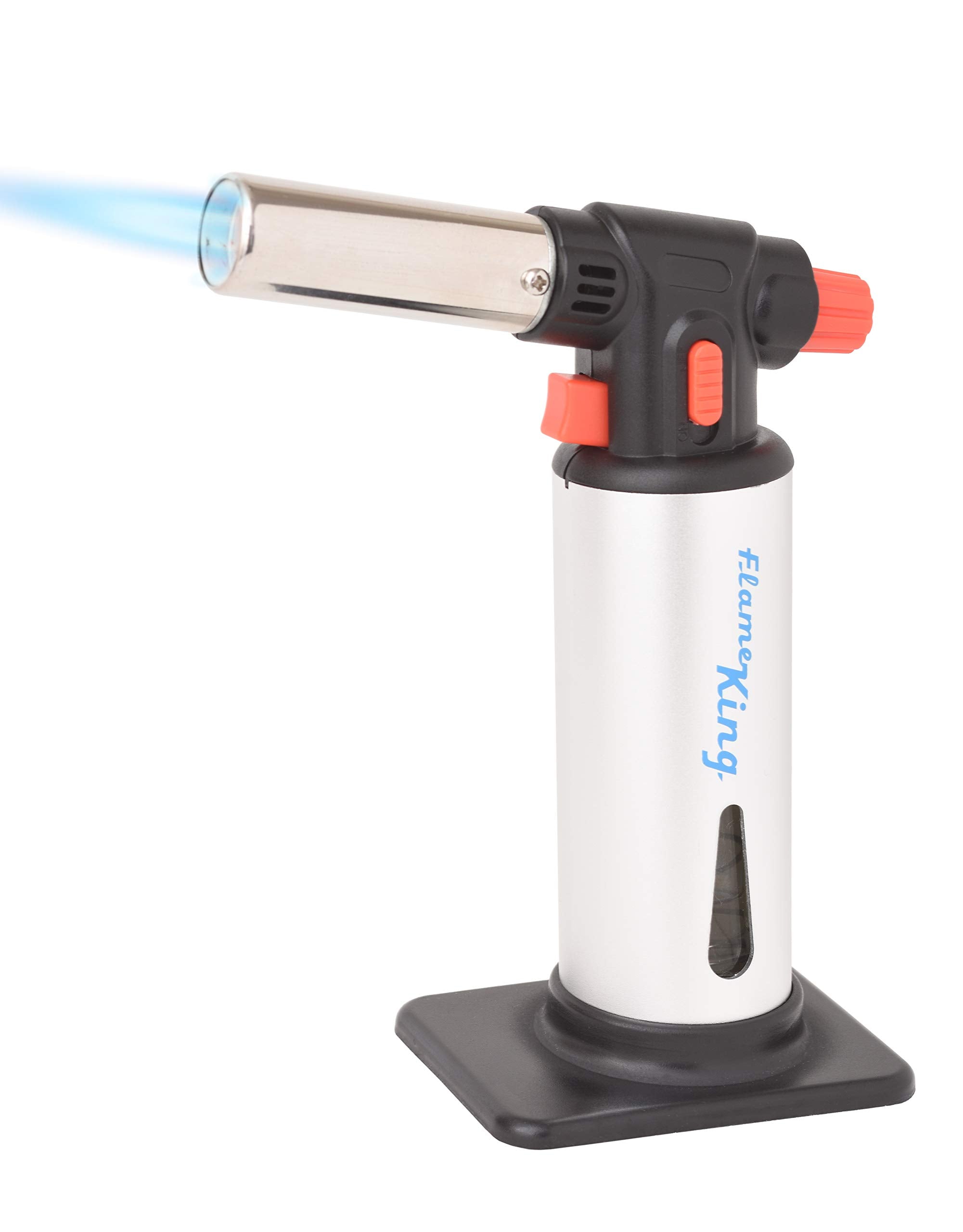 Flame King Kitchen Torch Refillable Culinary Butane with Igniter and Safety Lock, Multi-Use, Stainless Steel