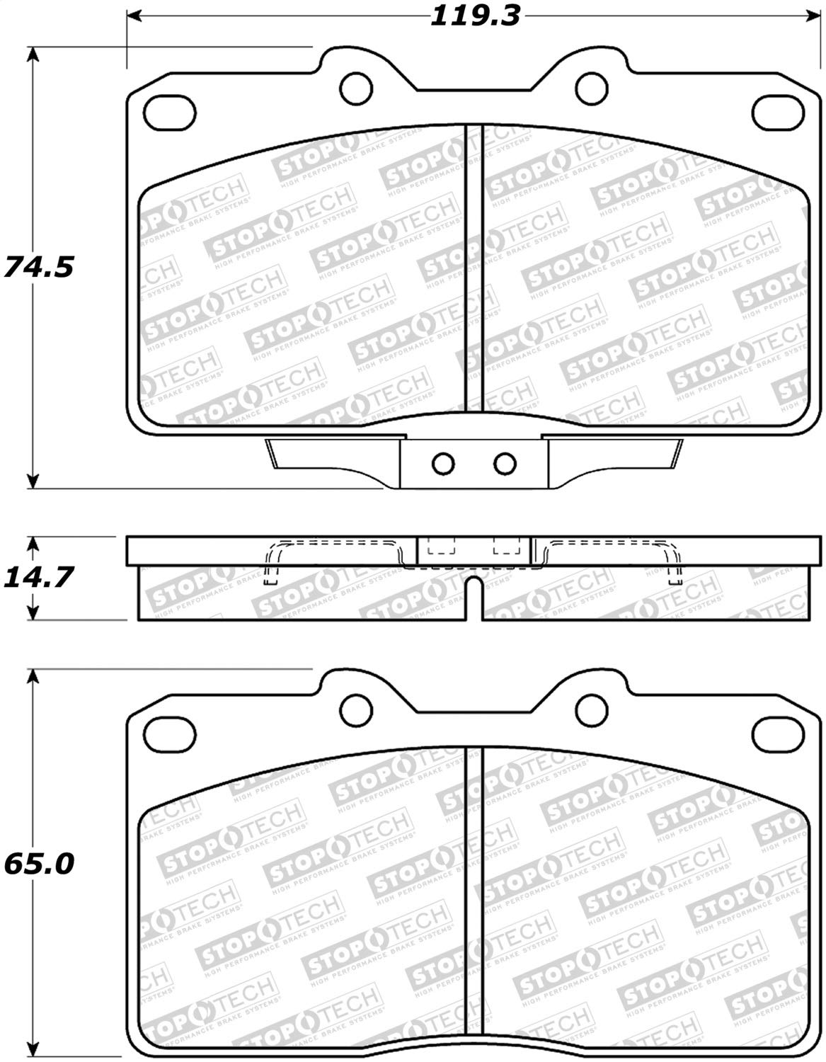 Front StopTech 308.05310 Brake Pads with Shims Street
