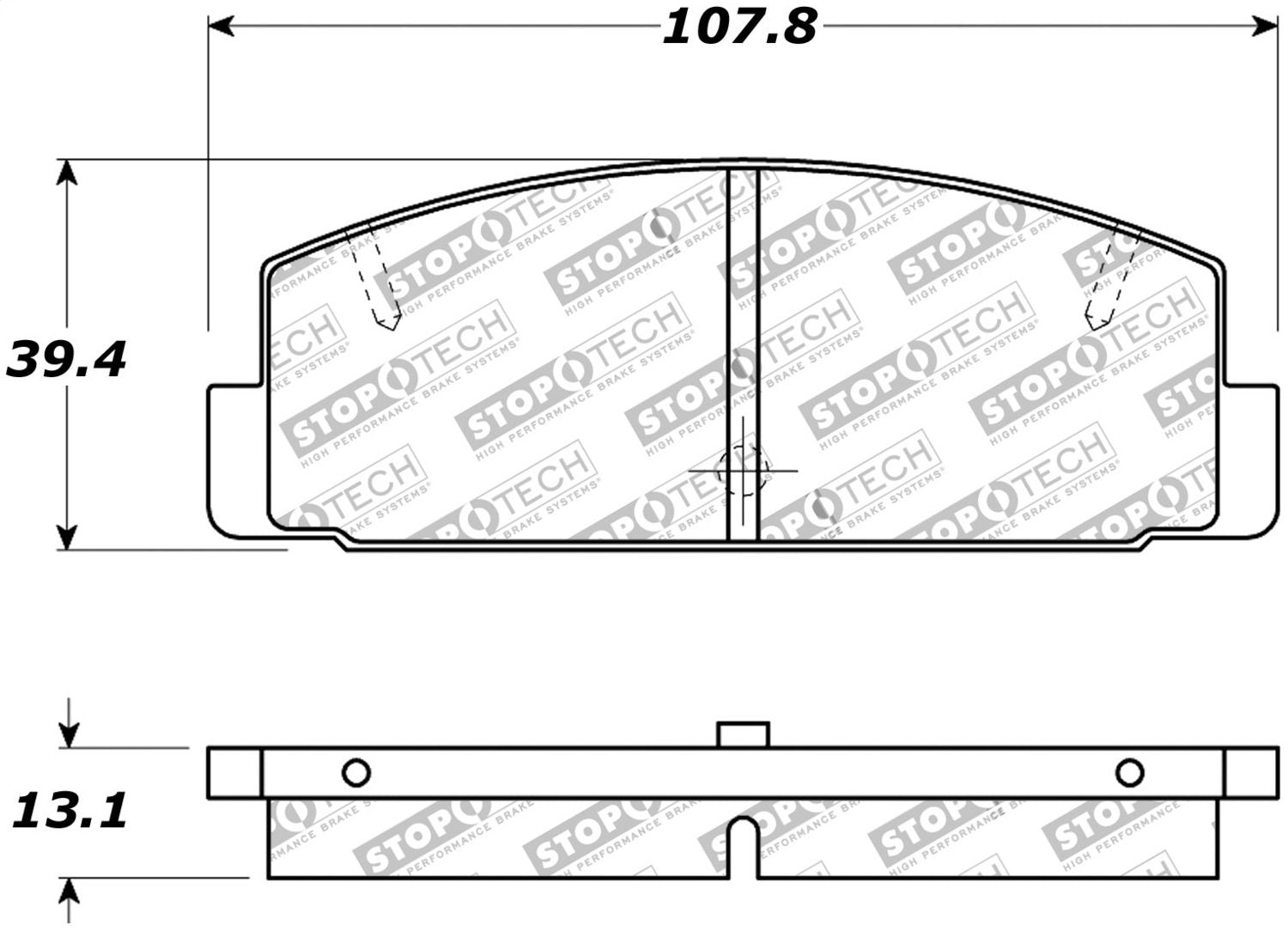 Rear StopTech 308.03320 Brake Pads with Shims and Hardware Street