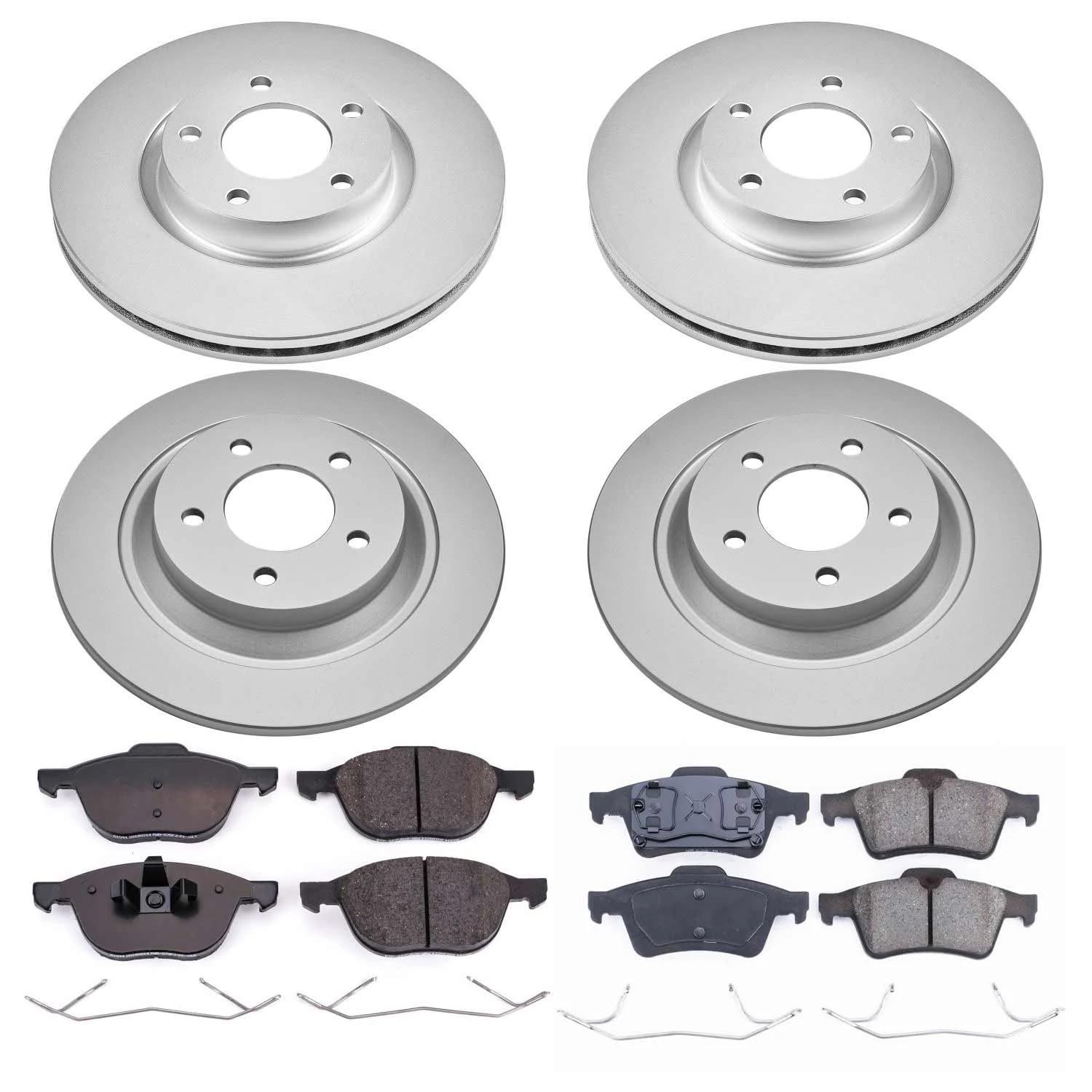 Power Stop CRK4494 Brake Rotor Coated & Ceramic Brake Pads- front & rear For Mazda 5 2006-2007 [Vehicle Specific]