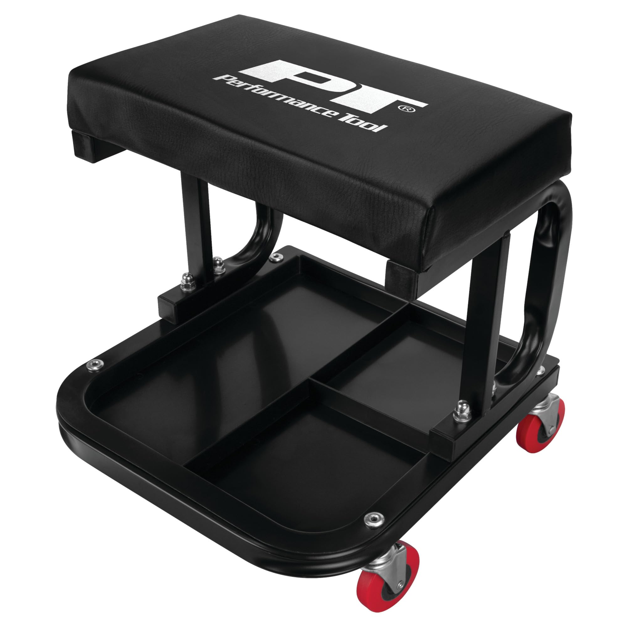 C-Frame Performance Tool W85007 Rolling Work Seat with Tool Tray for Mechanic Garages and Workshops, Black, 11.5 x 12.5-inch Tray