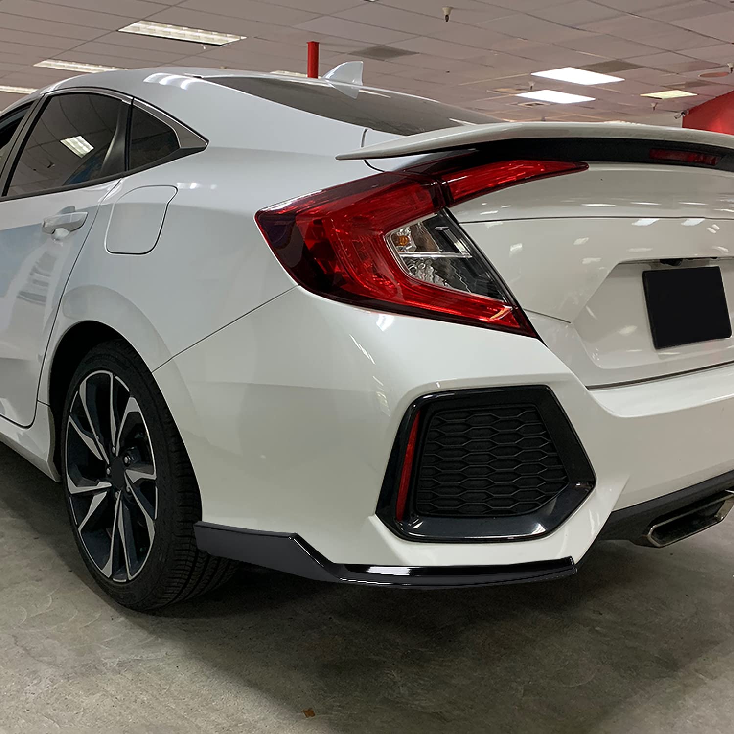 Rear Diffuser Spec-D Tuning Glossy Black Bumper Lip Spoiler Compatible with 2016-2020 Honda Civic Sedan