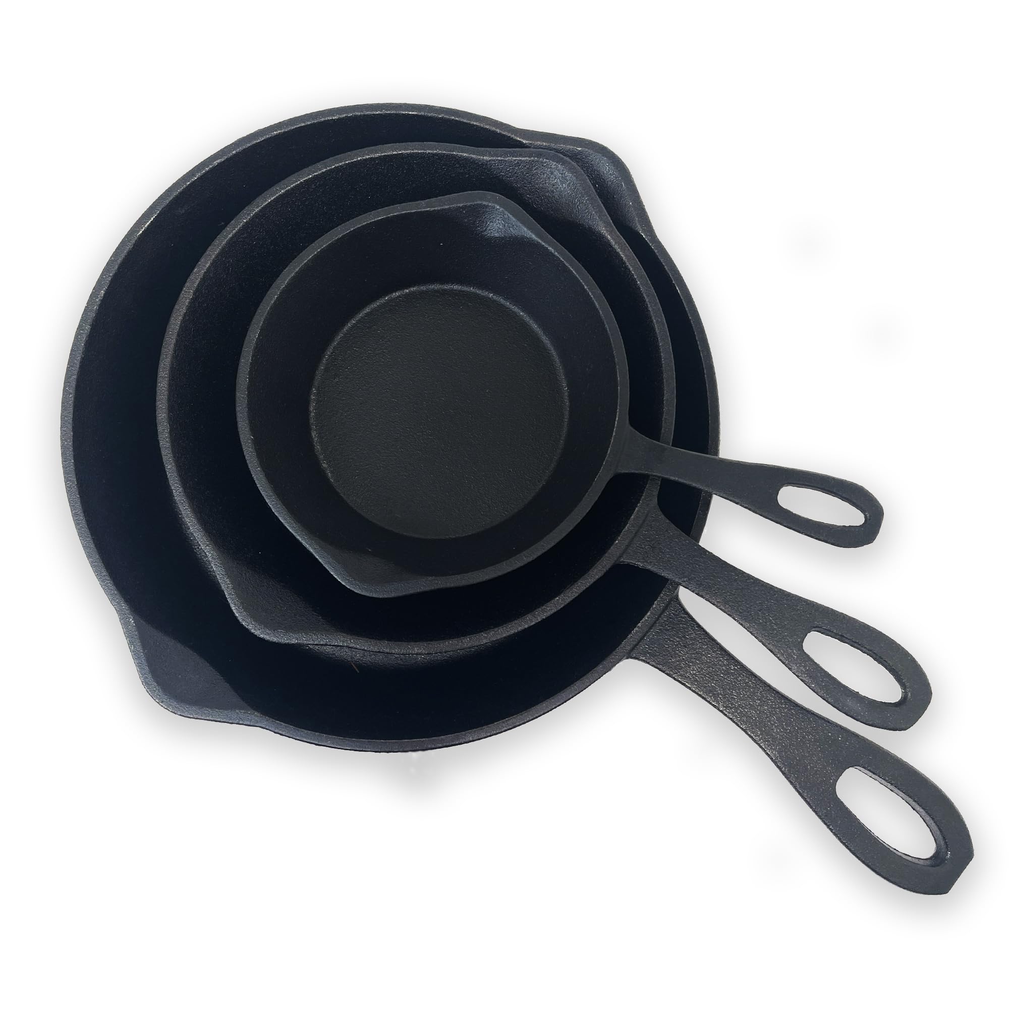Bayou Classic Pre-Seasoned 6-in 8-in & 10-in Cast Iron Skillet Set Perfect For Searing & Braising or Baking Apple Pies and Cobblers