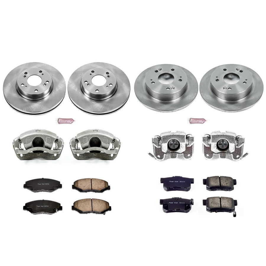Power Stop KCOE6942 Replacement Autospeciality Front and Rear Caliper Kit- OE Rotors, Ceramic Brake Pads, Calipers For Acura ILX 2013 [Model Specific]