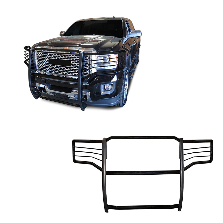Bumper Guard Black Horse Grille brush Modular Black Compatible with 2015-2019 GMC Sierra 2500 HD|2015-2019 GMC Sierra 3500 HD-17GS14MA