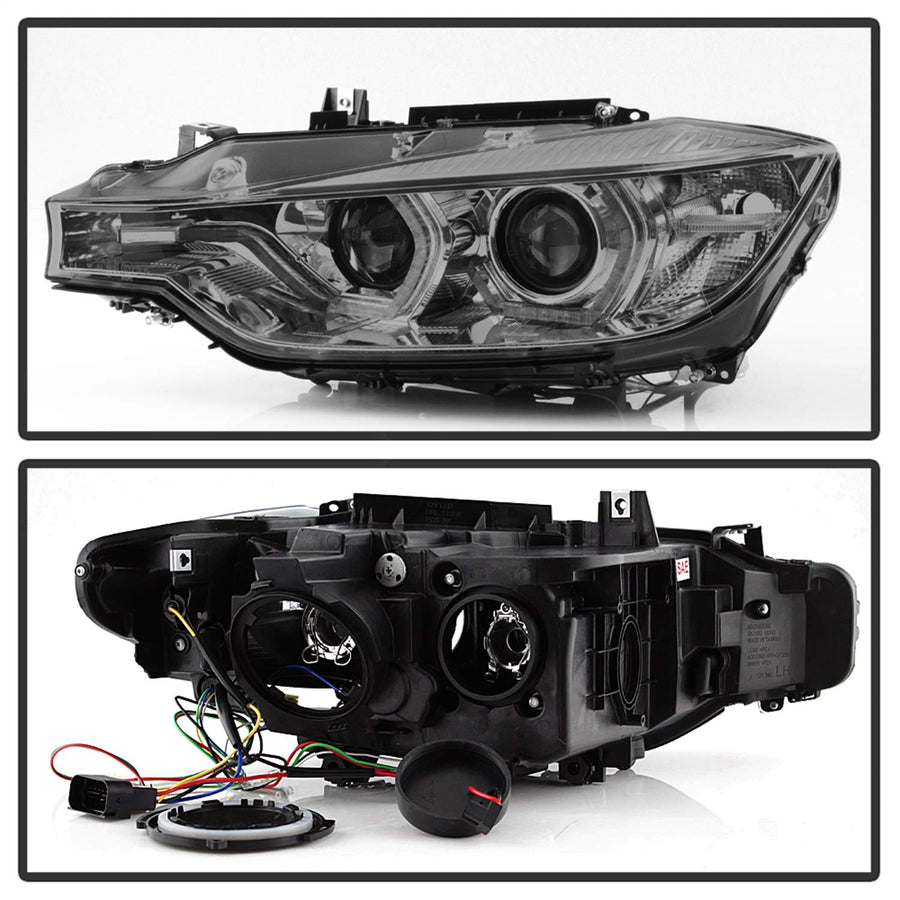 BMW F30 3 Series 2012-2014 Spyder 5084361 4DR Projector Headlights - LED DRL - Smoke