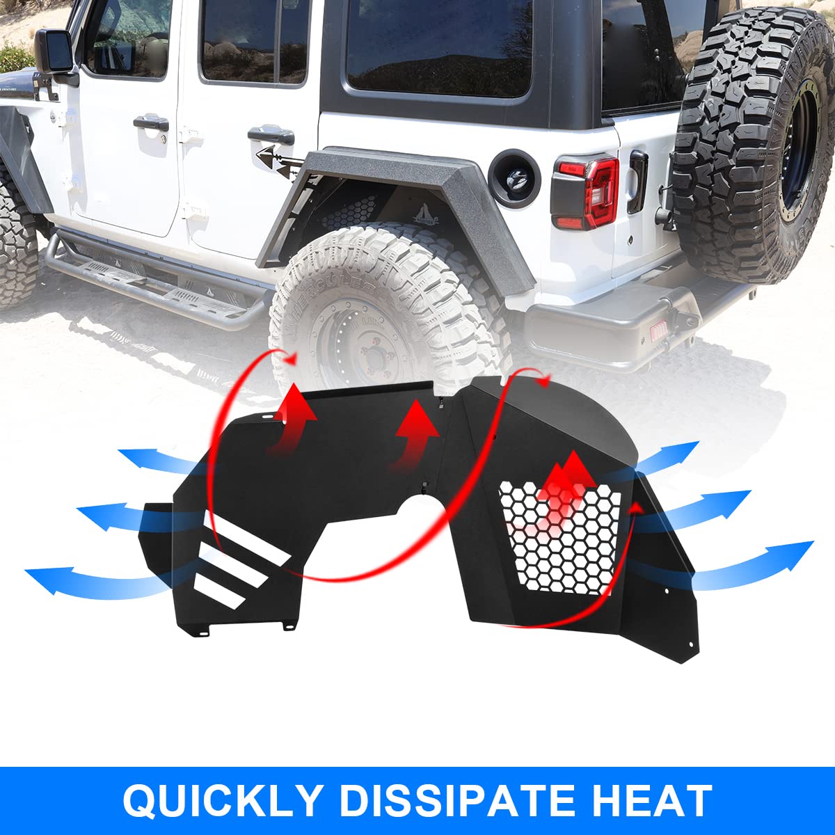 NIXON OFFROAD Front Inner Fender Liners Compatible Flares fit for 2018 2019 2020 2021 2022 2023 2024 2025 2026 Jeep Wrangler JL/JLU
