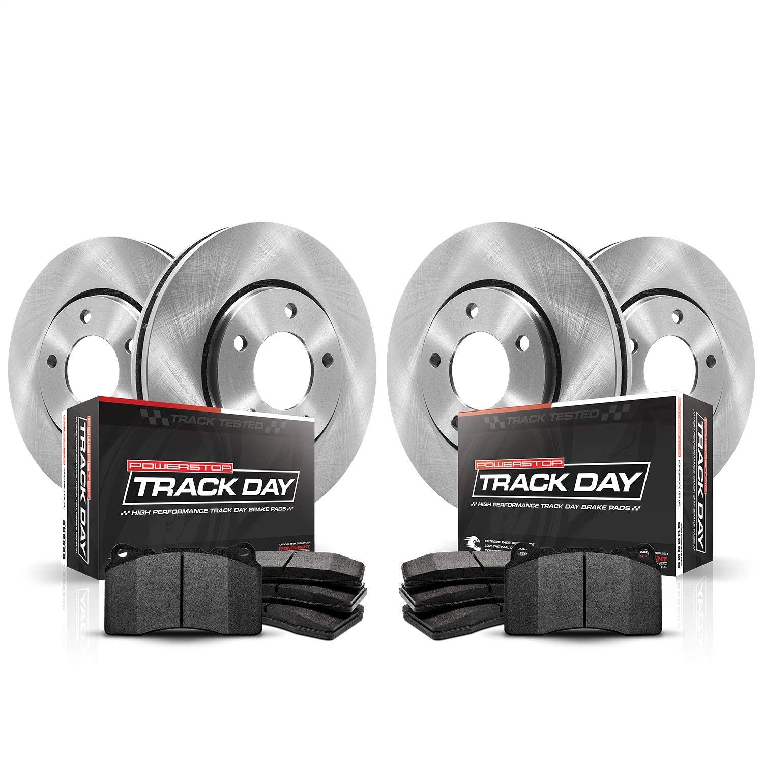 Power Stop TDBK6805 Front and Rear Track Day Brake Kit- Brake Rotors and Brake Pads For Ford Mustang 2015-2020 [Model Specific]