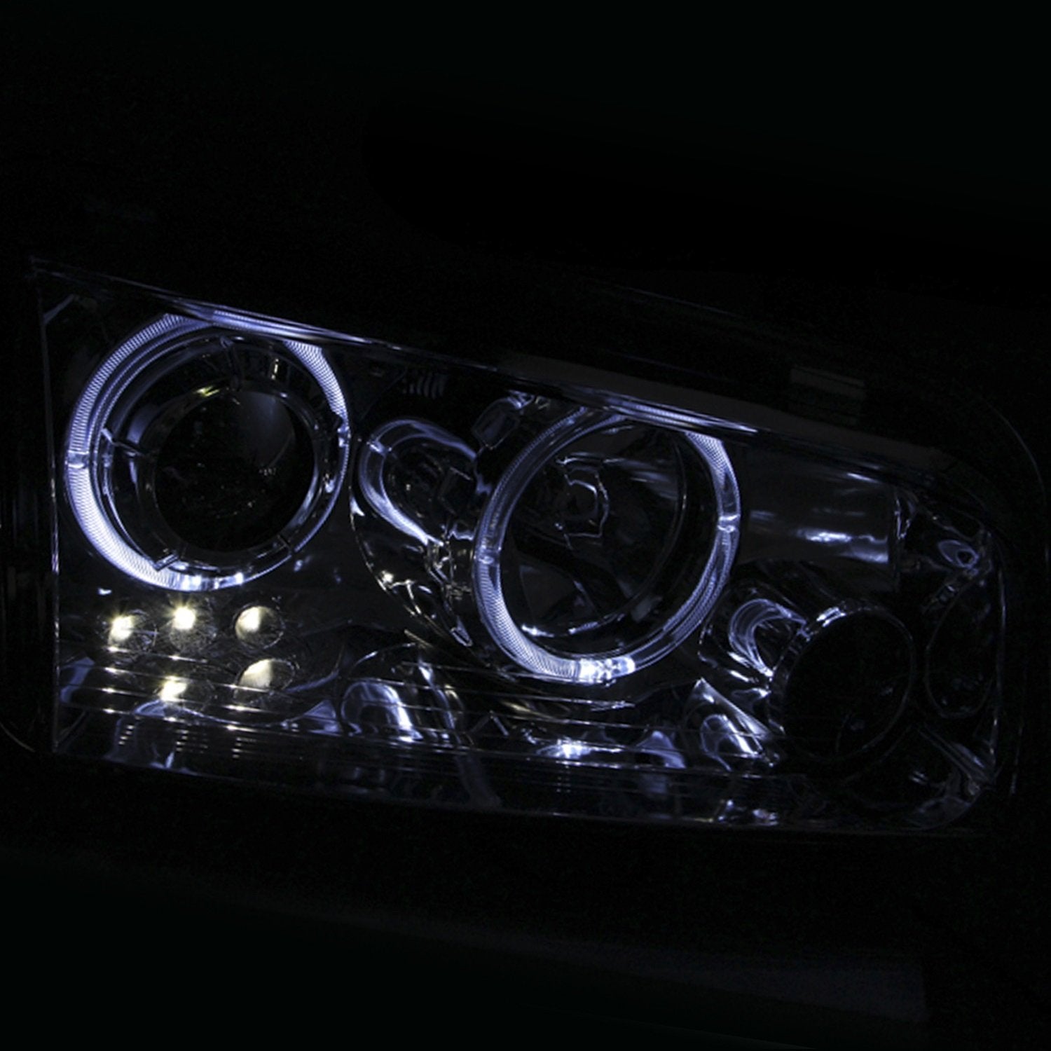 Chrome Halo Anzo USA Projector Headlight with Clear Lens for Dodge Charger 121382